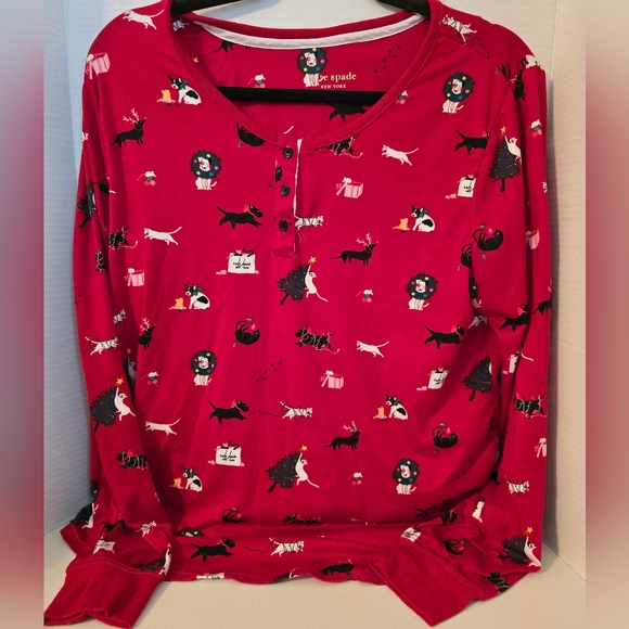Kate Spade New York Christmas Pj Top Size Medium - Picture 1 of 3